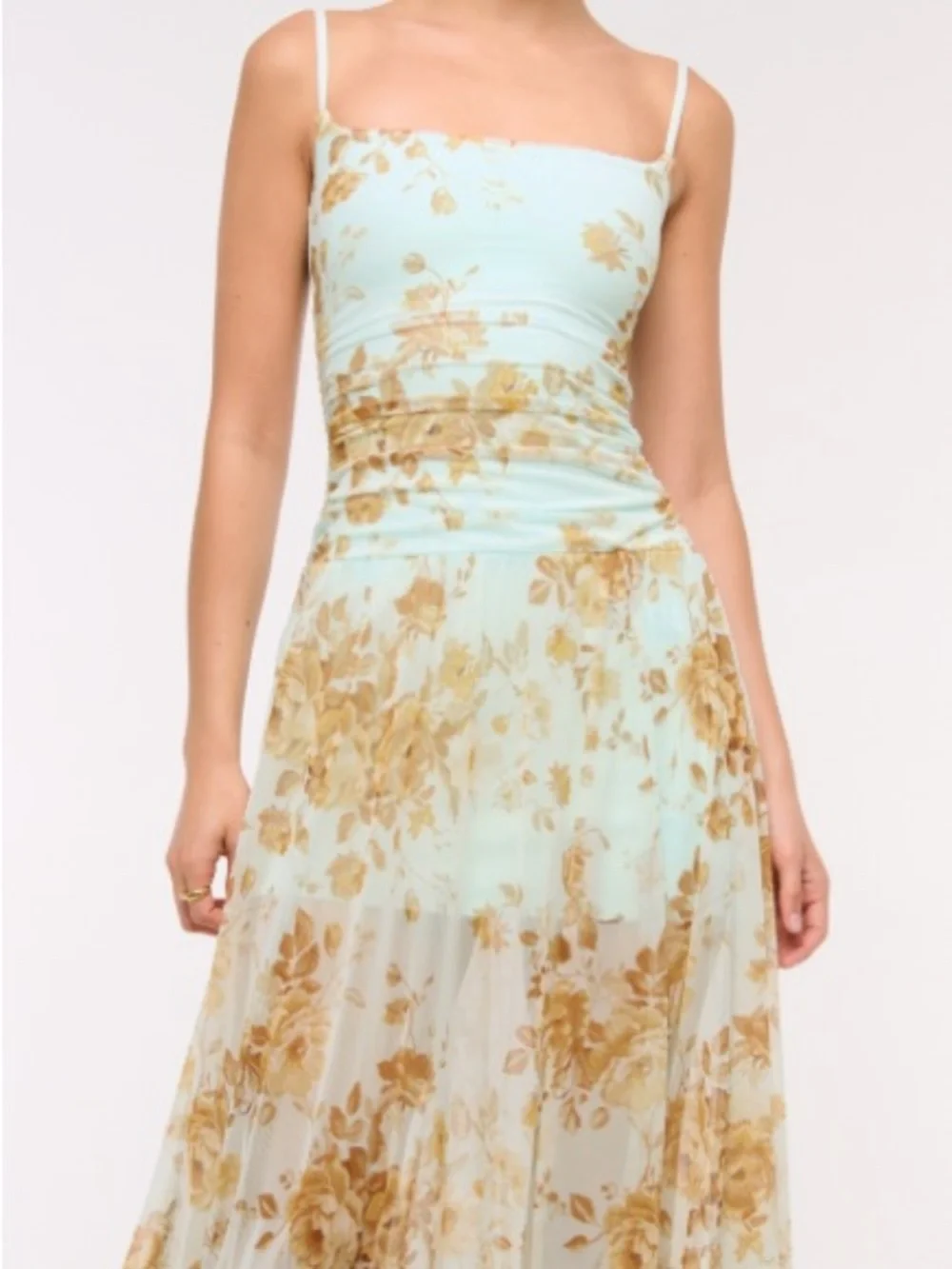Abercrombie & Fitch Bra-Free Flowy Floral Sheer MIidi-Maxi Dress Size S
